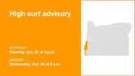 South Central Oregon Coast and Curry County Coast placed under a high surf advisory Tuesday and Wednesday