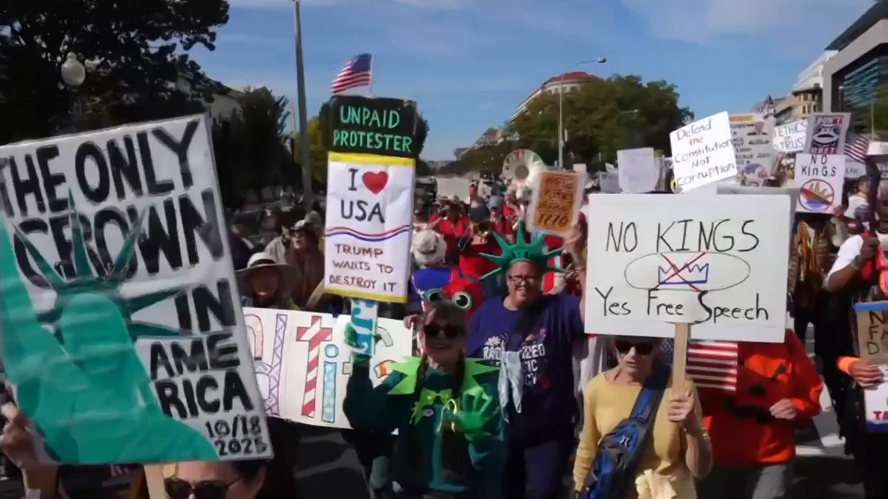 'No Kings' protests against Trump bring a street party vibe in nation's capital