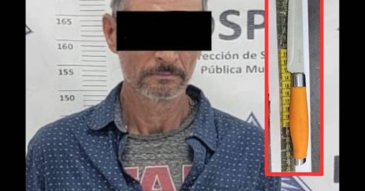 Es detenido con cuchillo; tenía orden de aprehensión por lesiones