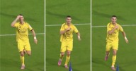 Cristiano Ronaldo celebra su gol número 950 santiguándose ante un estadio lleno de aficionados árabes