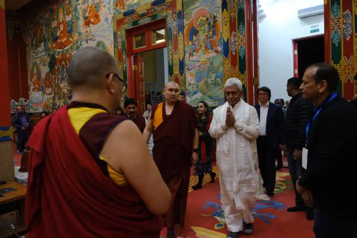 Lieutenant Governor pays obeisance to sacred relics of Lord Buddha at Geden Sheddup Choikorling Monastery at Elista, Kalmykia, Russia