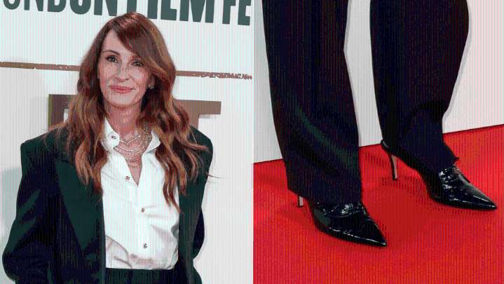 Julia Roberts Keeps the Patent Lace-Up Pump Trend Going Strong