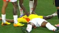Susto en la Selección Colombia: Willer Ditta quedó en el suelo, tras pelotazo en su cara