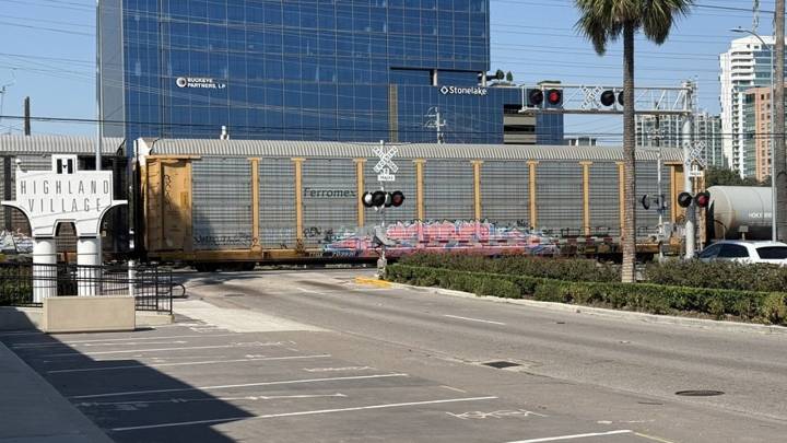 Stuck train causing traffic in Houston's Upper Kirby area