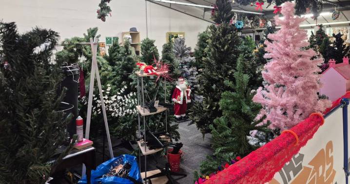 The 'charity department store' at the tip selling Halloween and Christmas items for pennies