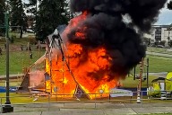 Everett playground erupts in flames Monday morning, fire under investigation