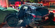 Camionetas destrozadas tras choque en la zona norte de Tampico