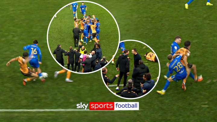 Birmingham vs Hull | Huge brawl after back-to-back nasty challenges