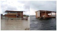 Pescadores hallan en mar abierto restaurante arrastrado por el río Tuxpan, en Veracruz