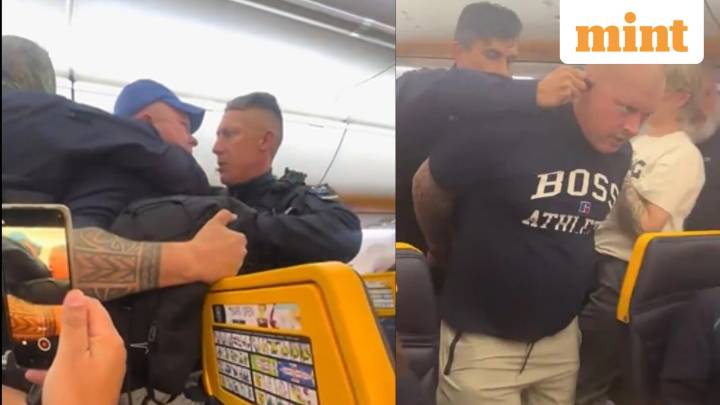 Viral video shows Ryanair passenger pulled off plane by ear in France