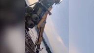 Video: Crane overturns during Durga idol immersion in Hyderabad