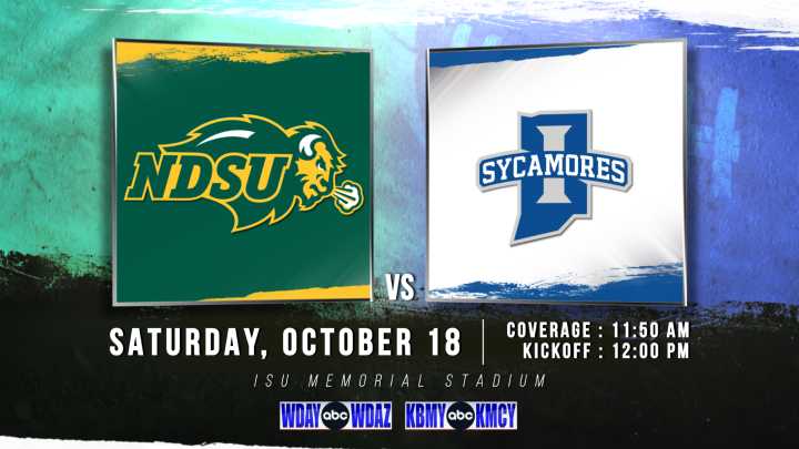 Live at 11:50 a.m.: North Dakota State Bison football vs. Indiana State Sycamores on WDAY