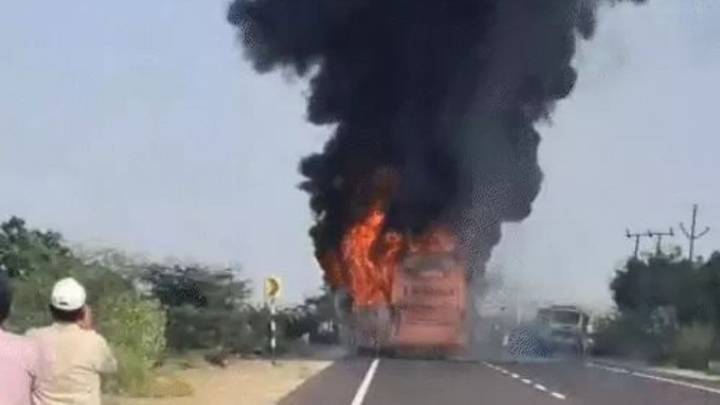 20 feared dead after moving bus catches fire in Jaisalmer