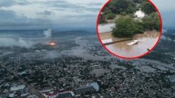 "Ya está bajando el agua, resiste", niño pide ayuda en un árbol ante inundaciones en Poza Rica