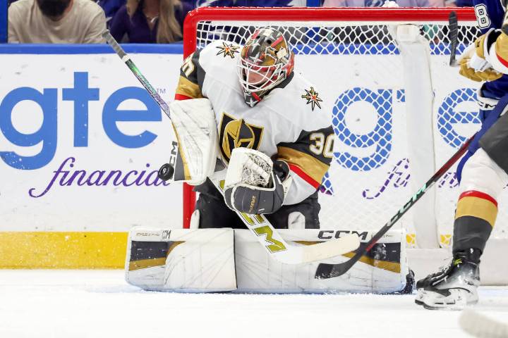 Golden Knights’ Carl Lindbom loses NHL debut to Lightning in overtime