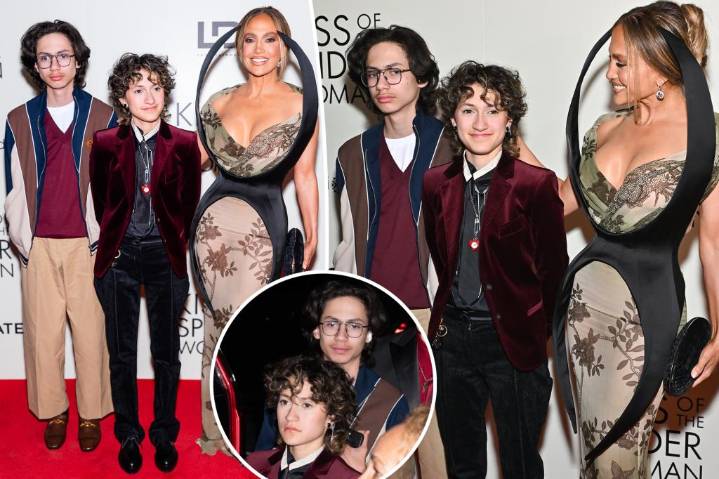 Jennifer Lopez's twins, Emme and Max, 17, make rare red carpet appearance for 'Kiss of the Spider Woman'