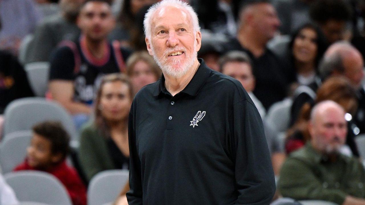 Spurs unveil Gregg Popovich's banner, celebrating his 1,390 wins and 5 NBA titles