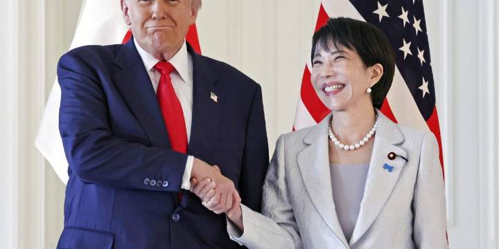 Trump tells Japan's first woman Prime Minister she has a 'very strong handshake' in Tokyo meeting