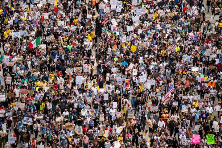 Photos: No Kings Protest Draws Massive March Downtown to Decry Trump