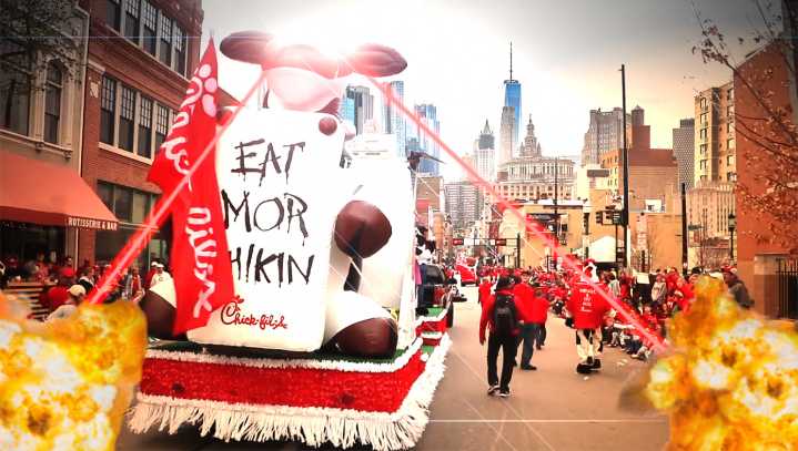 Not Good: Chick-Fil-A's Thanksgiving Day Parade Float Just Activated Its Laser Eyes