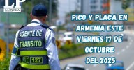 Pico y placa en Armenia (Quindío) este viernes, 17 de octubre del 2025