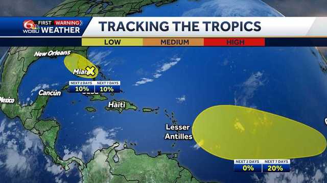 Two tropical areas being watched, one closer to home