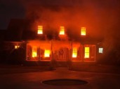 Home decorated to look like it's on fire concerns neighbours