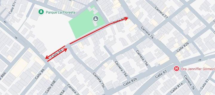 Desde este jueves, cambia sentido vial en la calle 84 entre carreras 75C y 76