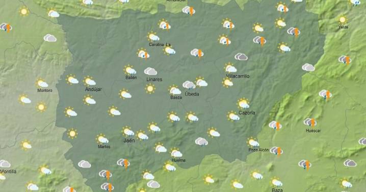 Aviso amarillo este viernes en Jaén por lluvias y tormentas
