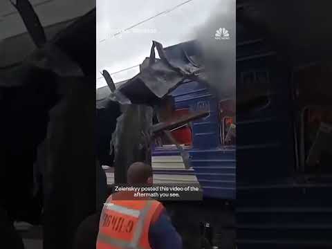 Ukrainian train station hit by Russian drone strike