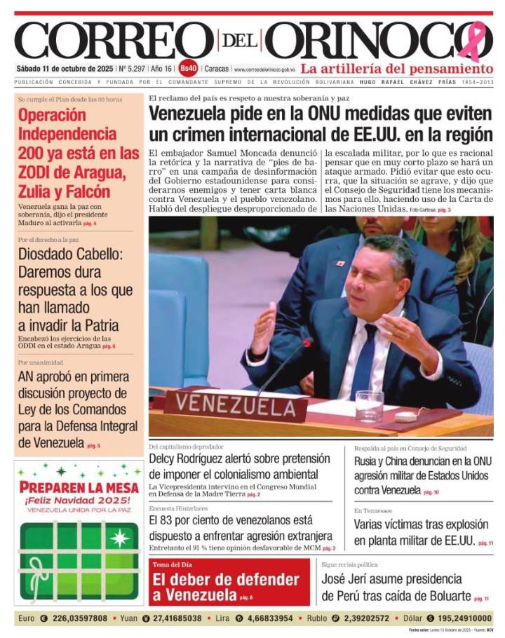 Edición Impresa Correo del Orinoco N° 5.297