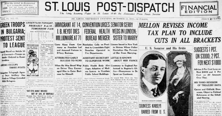 See the Oct. 22, 1925, front page: Immigrant at 14, J.B. Heydt dies millionaire at 71