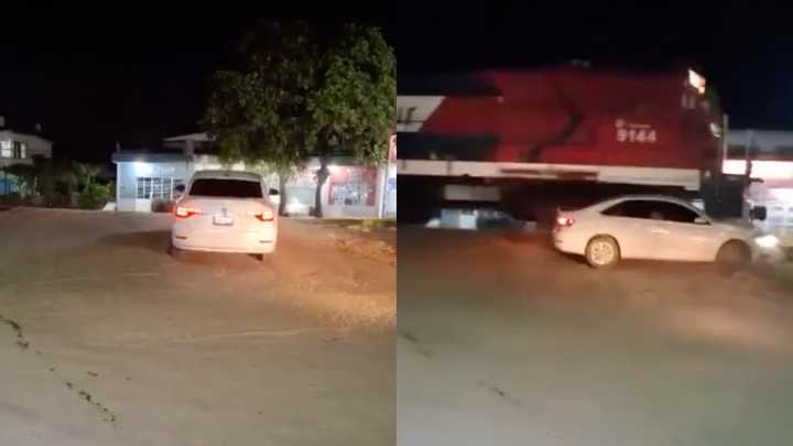 Tren Embiste Vehículo que Intentó Ganarle el Paso en Medellín de Bravo, Veracruz