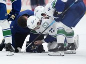 Canucks' Filip Chytil leaves game after absorbing heavy blindside hit