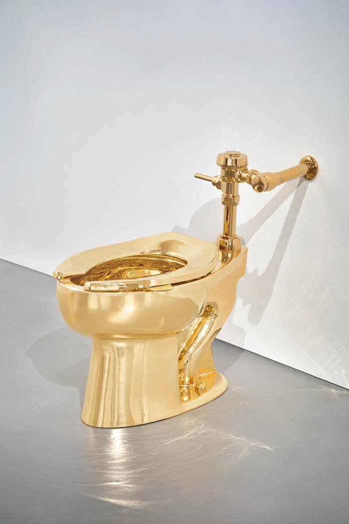 A solid gold toilet is up for auction with a $10 million starting price