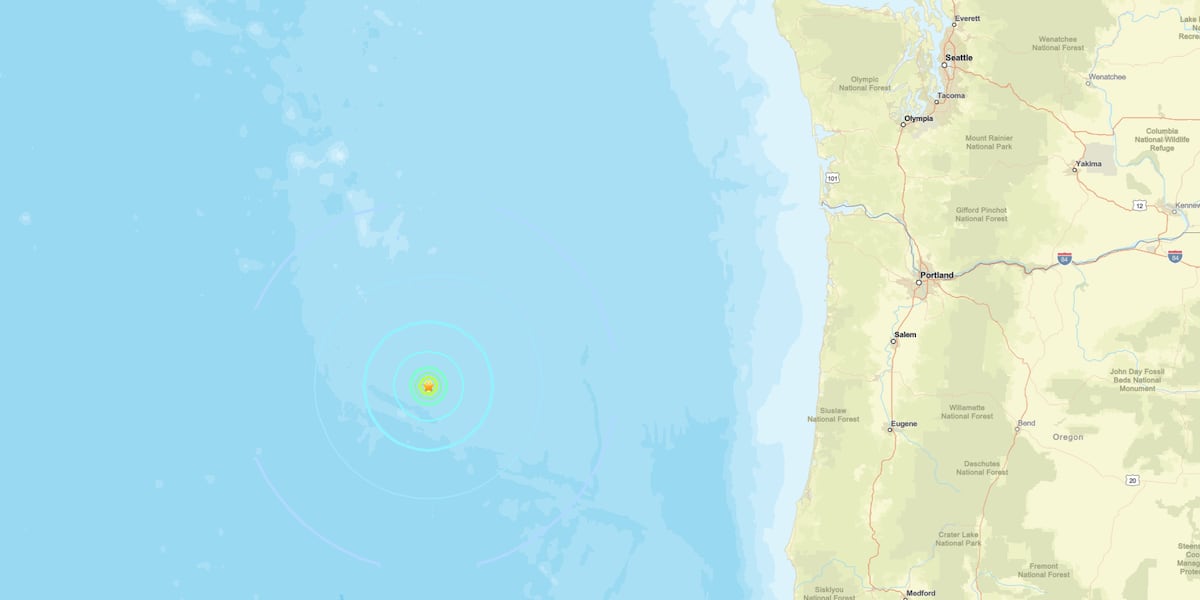 Earthquake rumbles off coast of Oregon near Newport