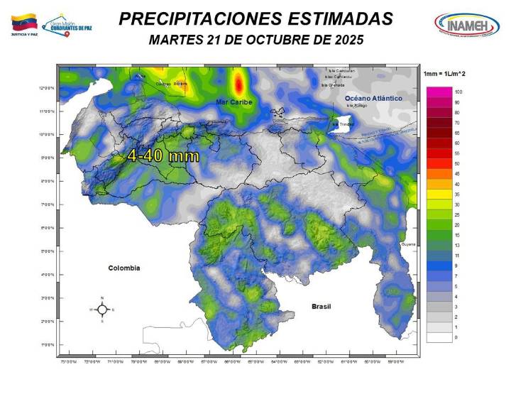 Pronóstico del clima para hoy martes 21   de octubre   de 2025