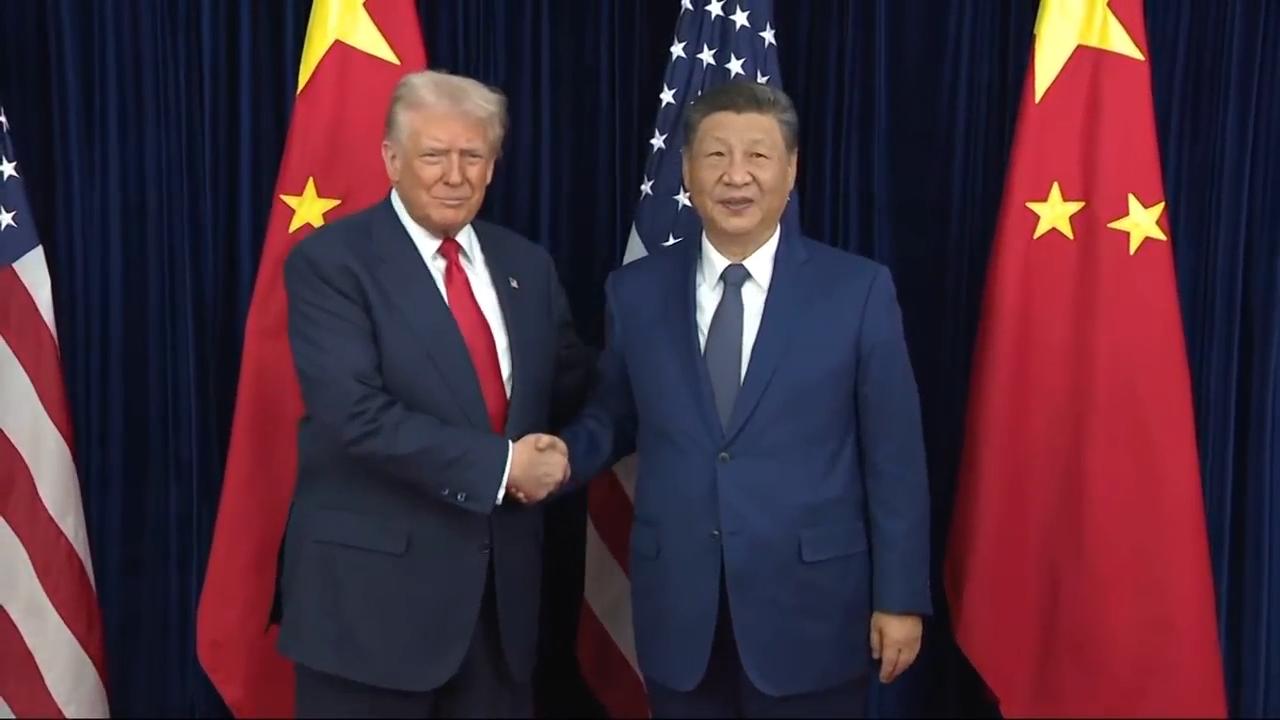 Trump and Xi shake hands before sitting down for meeting in South Korea