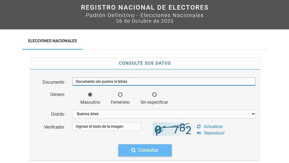Elecciones legislativas nacionales: Consultá el padrón para saber dónde votás