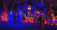 A massive Halloween display at a Massachusetts home benefits the town's food pantry
