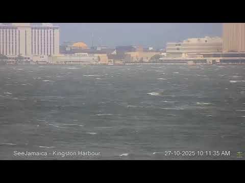 Live view of Kingston Harbor, Jamaica, as Hurricane Melissa approaches