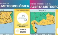 Alerta amarilla vigente para el domingo por lluvias y viento