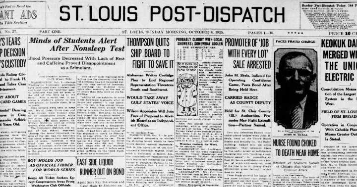 See the Oct. 4, 1925, front page: East side liquor runner out on bond