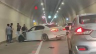 Viral Video: Speeding BMW Overturns in Coastal Road Tunnel, Briefly Slows Southbound Traffic; No Injuries Reported