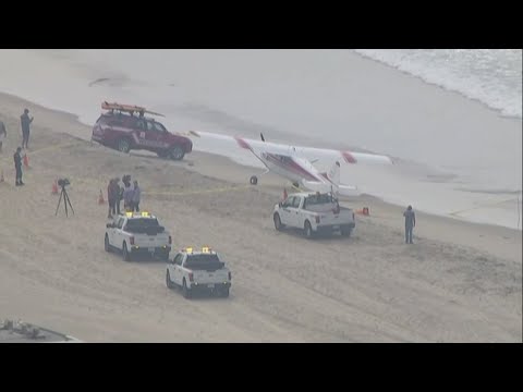 Lifeguards, emergency crews respond after small plane lands on sand along San Diego's Mission Beach