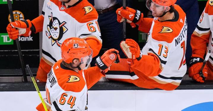 Troy Terry snaps a third-period tie as the Ducks top the Bruins for a 7
