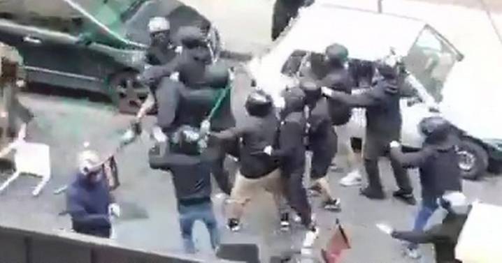Champions League thugs brawl in huge street fight as fan hospitalised and arrests made