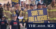 Firefighters march for better treatment