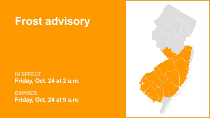 Frost advisory issued for 9 N.J. counties for Friday