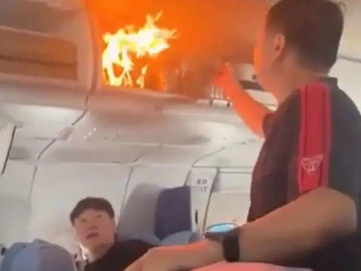 Susto entre los pasajeros de un avión de Air China por una batería portátil que se incendió en un portaequipajes